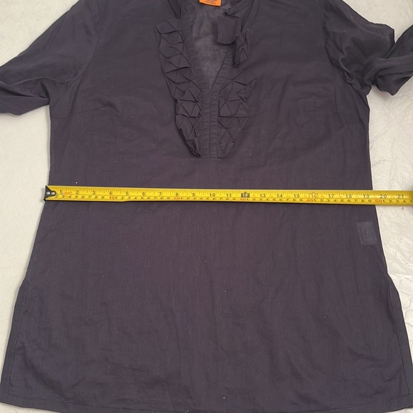 Tory Burch navy blue lightweight ruffle neckline tunic top - Picture 10 of 14